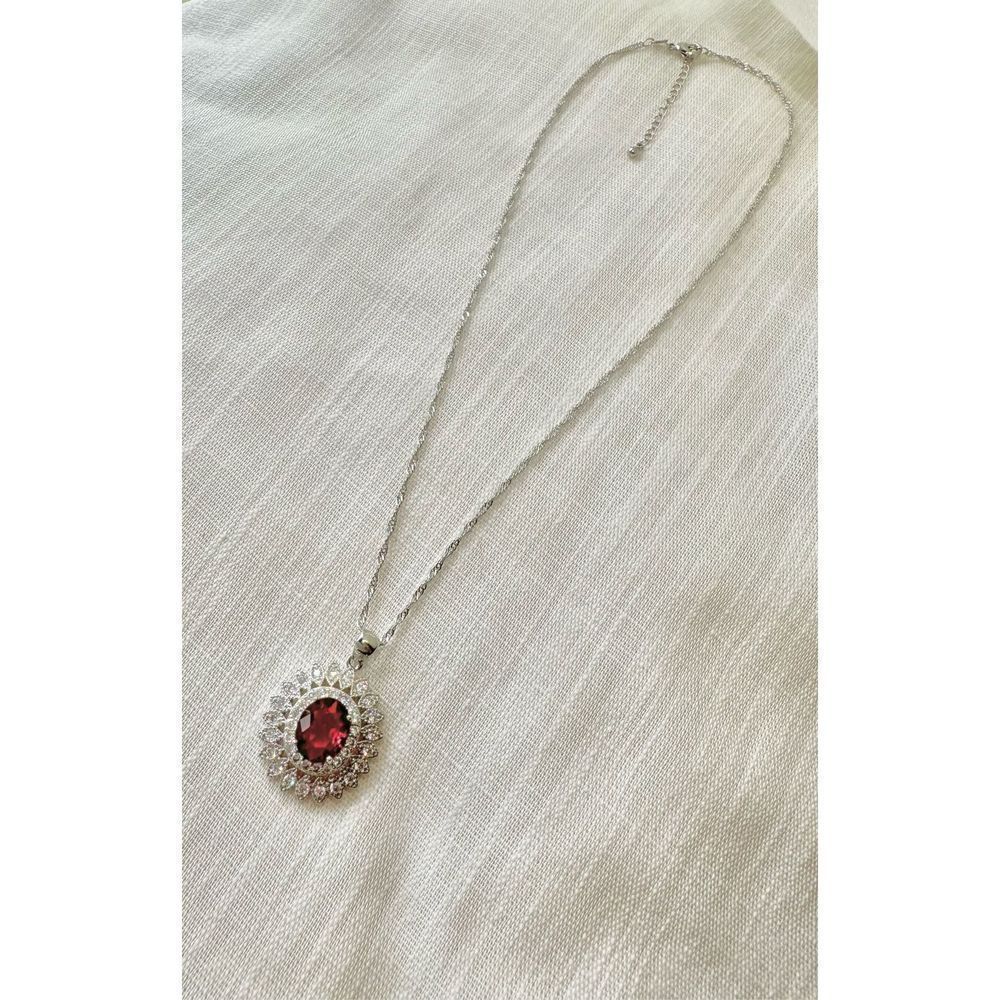 Cubic Zirconia Ruby pink color pendant necklace